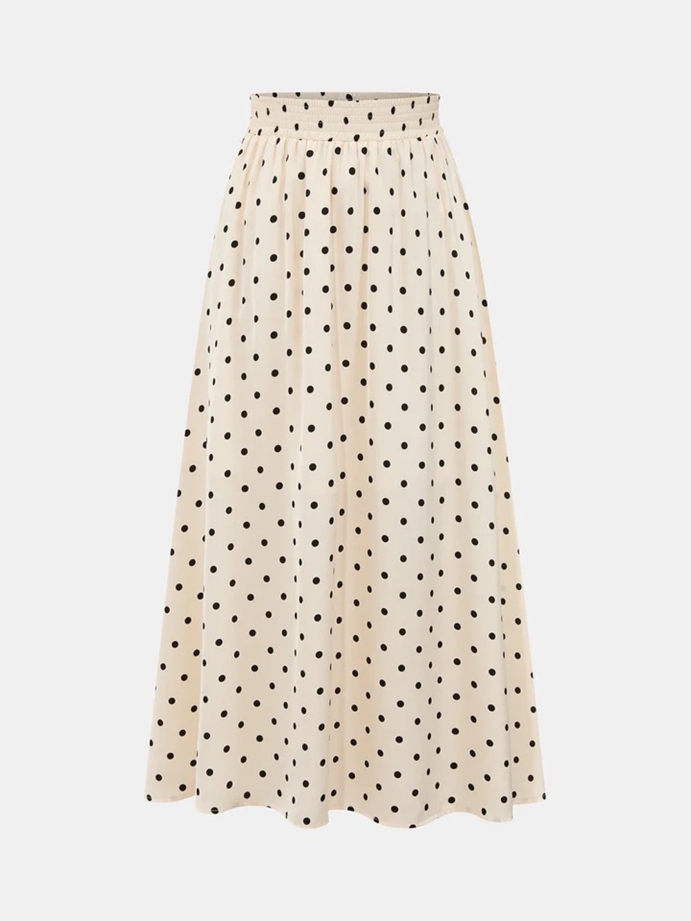 Commense Cream & Black Polka Dot Maxi Skirt Set with Tie-Front Top - Picture 4 of 8